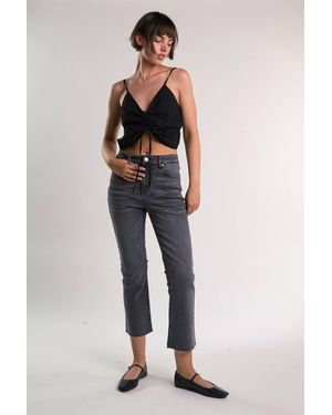 Shnoo Gathered Sleeveless Crop-Top - Black