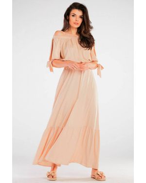 Love Lace Long Viscose Maxi Skirt With Frill Waist - Natural