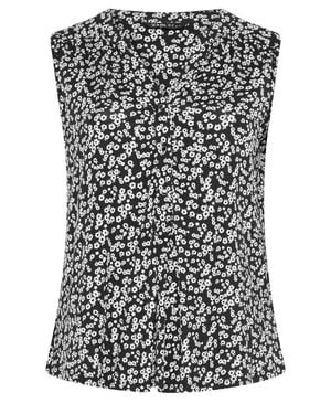 Yours Floral Notch Neck Swing Blouse - Black