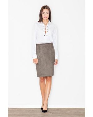 Love Lace Classic Knee Length Skirt With Simple Fit - Grey