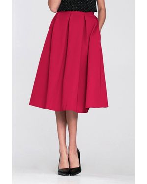 Love Lace Flared Pleated Midi Skirt With Hidden Pockets