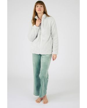 DAMART Thermal Short Teddy Fleece Dressing Gown - Grey