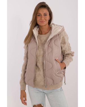 KDMD Quilted Down Vest With Hood For Everyday Warmth - Brown