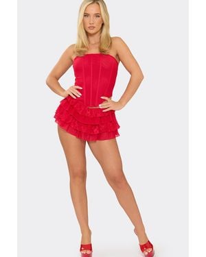 EGO Lacy Mesh Low Rise Micro Shorts - Red