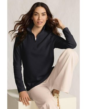 Lands' End Petite Anyweather Quarter Zip Fleece Top - Black