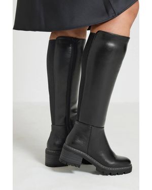 Yours Cleated Boots - Black