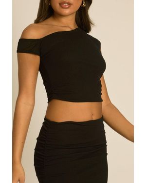 Rebellious Fashion One Shoulder Semi Sheer Maxi Skirt Co-Ord Set - Black