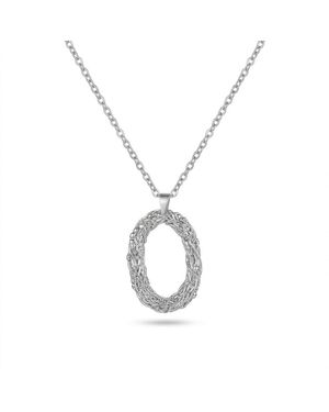 The Colourful Aura Oval Wire-Wrapped Pendant Necklace, Metal Alloy Minimalistic 16 - Metallic
