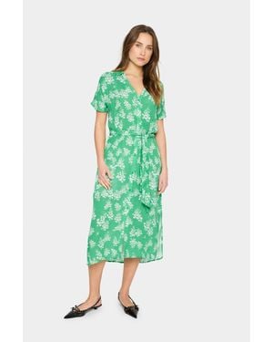 Saint Tropez Vegasz V-Neck Short Sleeve Midi Dress - Green