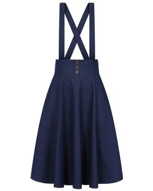 Banned Retro Dottie Skirt-Denim - Blue