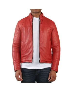 TruClothing Reversible Quilted Leather Jacket - Red
