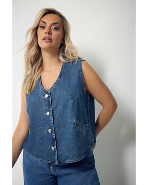 Yours Denim Waistcoat - Blue