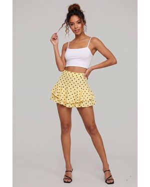 Stylewise Polka Dot Frill Detail Mini Skort - Natural