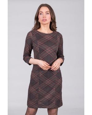 Solo Geometric Knit Dress With Pockets - Purple