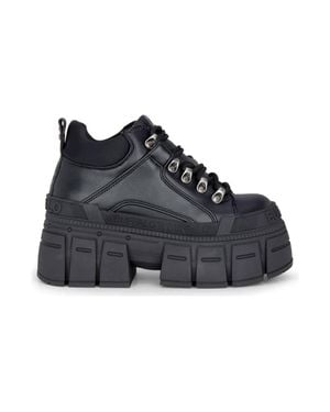 Buffalo Gospher Hike Vegan Nappa Chunky Lace-Up Ankle Boots - Black