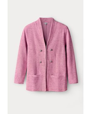Enorsia Fitted Tailored Jersey Blazer - Pink