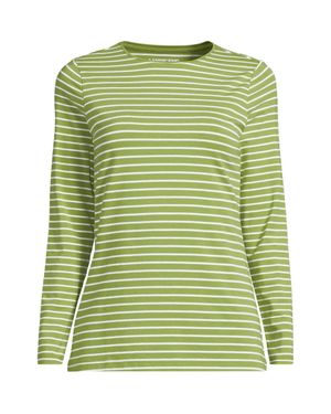 Lands' End Plus Cotton Modal Long Sleeve Crew Neck Top - Green