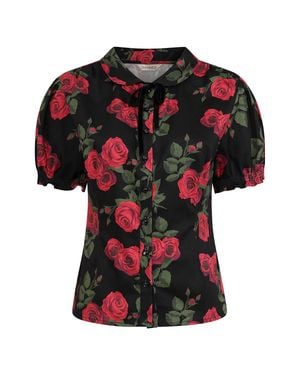 Banned Retro Lilly Romantic Roses Blouse - Red