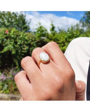 Harfi Statement Moonstone June Birthstone Ring - Green