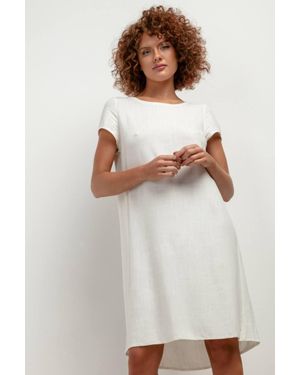 Love Lace Summer Linen Relaxed Short Sleeve Dress - White