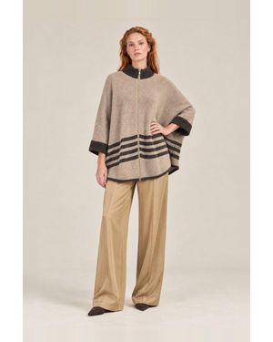 James Lakeland Striped Knitted Cape - Natural