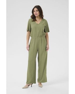 Kaffe Kamilia V-Neck Short Sleeve Jumpsuit - Green