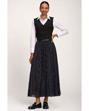Jolie Moi Spotty Crinkle Mesh Maxi Skirt - Blue