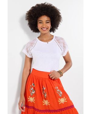 Joe Browns Lace Sleeve Jersey T-Shirt - White