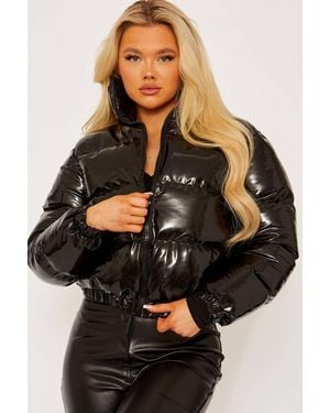Stylewise Faux Leather Puffer - Black