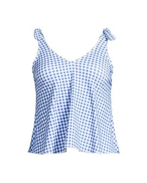 Lands' End Plus Tie Shoulder Flutter Hem Tankini Top - Blue
