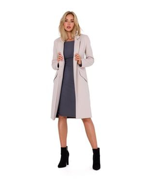 Love Lace Fleece Asymmetric Collared Classic Padded Coat - Natural