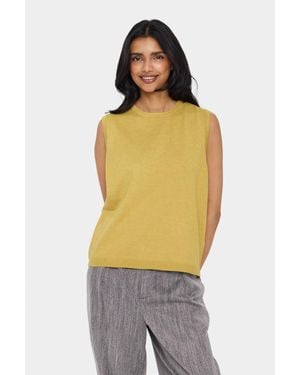 Saint Tropez Milasz Sleeveless Knitted Crew Neck Vest - Yellow