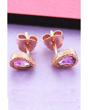 Otis Jaxon London Amethyst February Birthstone Sterling Teardrop Stud Earrings - Purple