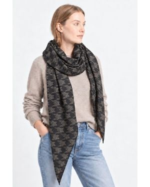 SARTA Melody Lightweight Houndstooth Foil Scarf - Black