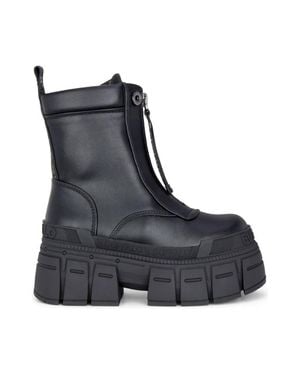 Buffalo Gospher Front-Zip Vegan Nappa Chunky Platform Ankle Boots - Black