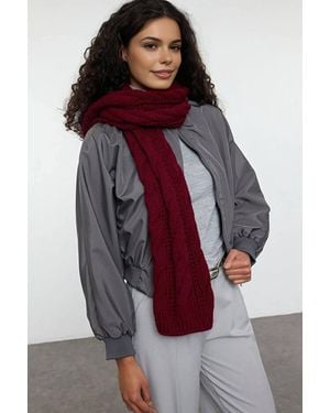WOVCOR Chunky Cable Knit Winter Scarf - Red