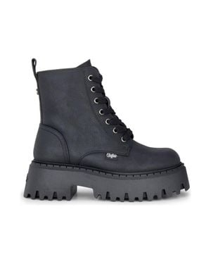 Buffalo Aspen Lace Up Warm Platform Boots Vegan Nappa Insulated Lining - Blue