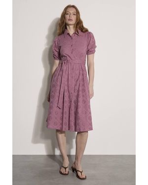 Apricot Cotton Broderie Shirt Midi Dress - Pink
