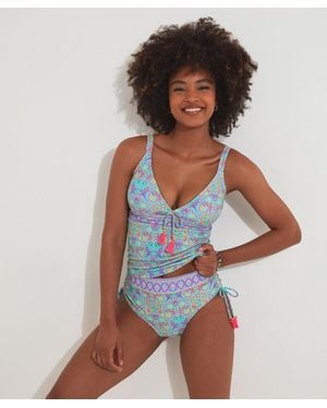 Joe Browns Bright Tile Print Tankini Top - Blue
