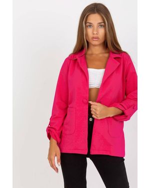 KDMD Button Closure Sweat Jacket With Fold Up Sleeves - Pink