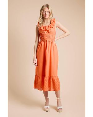 Dorothy Perkins Broderie Ruffle Tiered Hem Maxi Dress - Orange