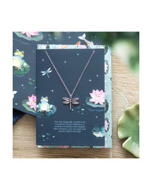 KDMD Elegant Dragonfly Necklace Gift On Serene Pond Greeting Card - Blue