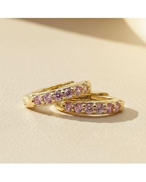 Harfi Tourmaline October Birthstone Huggie Plated Hoop Earrings - Metallic