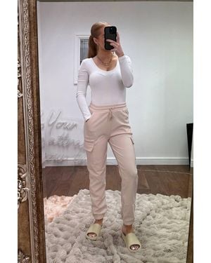 Rebellious Fashion Rain Cuffed Hem Cargo Trousers - Brown