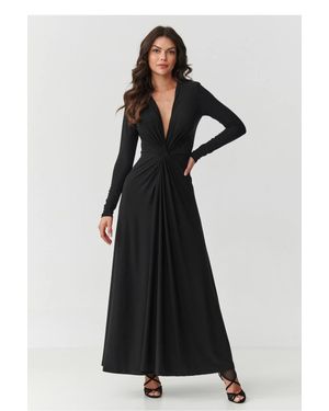 Love Lace Flared Long Sleeve Soft Fit & Flare Dress - Black
