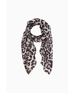 SARTA Large Leopard Print Lightweight Scarf - White