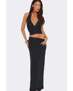 EGO Slinky Mid Rise Maxi Skirt - Black