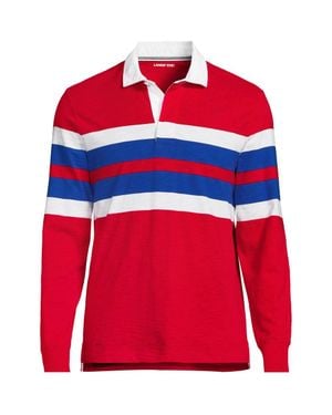 Lands' End Lightweight Long Sleeve Rugby Shirt - Red