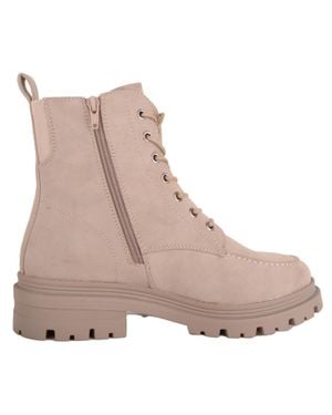 Absolute Footwear Faux Leather Lace Up Outdoor Ankle Boot With Chunky Sole - Brown