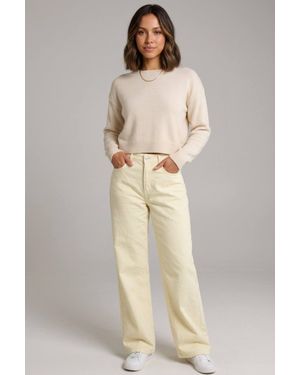 Femme Luxe High Waisted Wide Leg Jeans - Natural